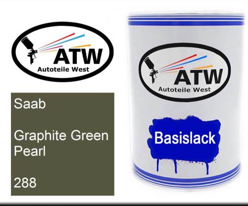 Saab, Graphite Green Pearl, 288: 500ml Lackdose, von ATW Autoteile West.